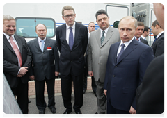 Russian Prime Minister Vladimir Putin and Finnish Prime Minister Matti Vanhanen attend the presentation of the high-speed Allegro train in Finland|27 may, 2010|16:52