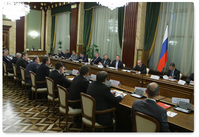 Prime Minister Vladimir Putin chairs a meeting on pricing and tariffs