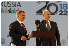 Prime Minister Vladimir Putin speaking at a dedication for a football stadium in Kazan|5 may, 2010|20:06