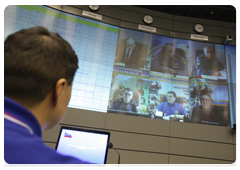 Prime Minister Vladimir Putin and Minister of Civil Defence, Emergencies, and Disaster Relief Sergei Shoigu at a videoconference in the Situations Room of the Ministry of Civil Defence, Emergencies and Disaster Relief to discuss the recent accident at the Raspadskaya coal mine in the Kemerovo Region|9 may, 2010|13:23