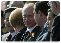 Prime Minister Vladimir Putin at a military parade on Red Square marking the 65th anniversary of Victory in the Great Patriotic War|9 may, 2010|11:31