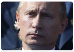 Prime Minister Vladimir Putin at a military parade on Red Square marking the 65th anniversary of Victory in the Great Patriotic War|9 may, 2010|11:31