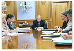 Prime Minister Vladimir Putin holds a meeting on federal budget expenditures on education and science for the period 2011-2013