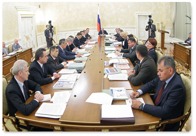 Prime Minister Vladimir Putin chairs a meeting of the Government Presidium