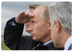Prime Minister Vladimir Putin in Zhukovsky, near Moscow, at a test flight for a fifth-generation fighter jet|17 june, 2010|16:44