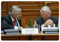 President of the European Central Bank Jean-Claude Trichet and governor of the Bank of England Mervyn King at the international conference “Central Banks and the Development of the World Economy: New Challenges and Prospects”|18 june, 2010|14:03