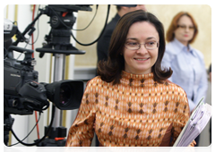 Minister of Economic Development Elvira Nabiullina before the Government Presidium meeting|21 june, 2010|17:33