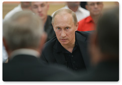 Prime Minister Vladimir Putin meets with coal miners in Novokuznetsk