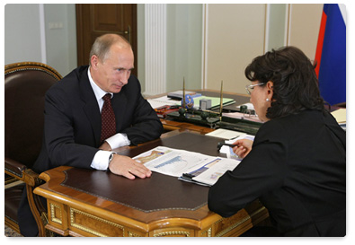 Prime Minister Vladimir Putin meets with head of the Federal Agency for Water Resources Marina Seliverstova