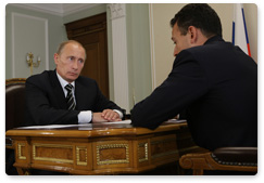 Prime Minister Vladimir Putin meets with head of the Federal Agency for Youth Affairs Vasily Yakemenko