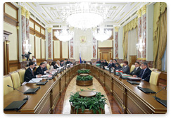 Prime Minister Vladimir Putin chairs a government meeting