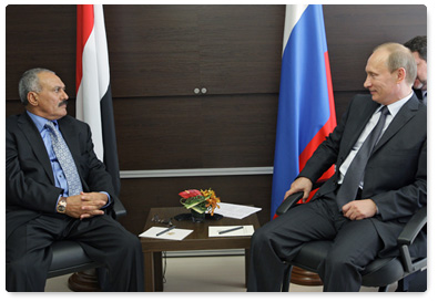 Prime Minister Vladimir Putin meets with Yemeni President Ali Abdullah Saleh