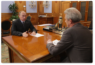 Prime Minister Vladimir Putin meets with Minister of Education and Science Andrei Fursenko