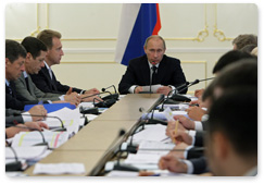 Prime Minister Vladimir Putin chairs a meeting on federal budget spending on agriculture for the period 2011-2013