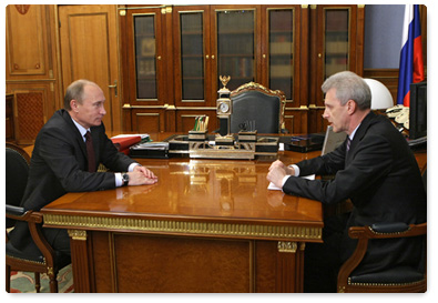 Prime Minister Vladimir Putin meeting with Minister of Education and Science Andrei Fursenko