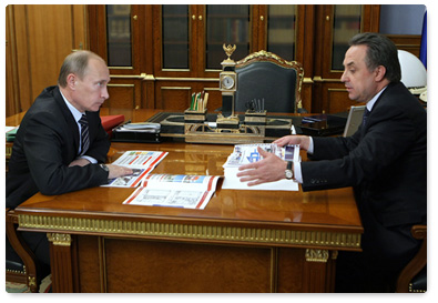 Prime Minister Vladimir Putin meets with Vitaly Mutko, Minister of Sport, Tourism and Youth Policy