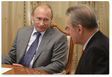Prime Minister Vladimir Putin meets with President of the International Olympic Committee Jacques Rogge