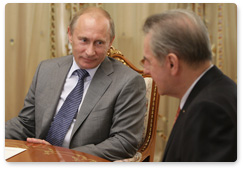 Prime Minister Vladimir Putin meets with President of the International Olympic Committee Jacques Rogge