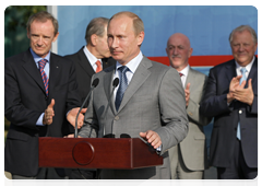 Prime Minister Vladimir Putin taking at the foundation stone ceremony for the Russian International Olympic University|7 june, 2010|19:52