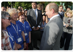 Prime Minister Vladimir Putin after the foundation stone ceremony for the Russian International Olympic University|7 june, 2010|19:53