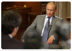 Prime Minister Vladimir Putin giving an interview to Agence France Presse and France 2 television channel ahead of his working visit to France|10 june, 2010|09:00