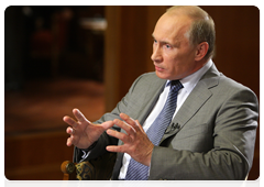 Prime Minister Vladimir Putin giving an interview to Agence France Presse and France 2 television channel ahead of his working visit to France|10 june, 2010|09:00