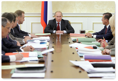 Prime Minister Vladimir Putin chairs a meeting of the Government Presidium