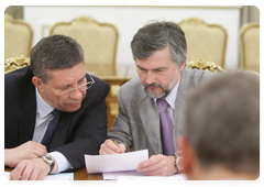 Deputy Ministers of Economic Development Andrei Klepach and Oleg Savelyev at the meeting on federal budget expenditures to implement federal targeted programmes|1 july, 2010|19:06