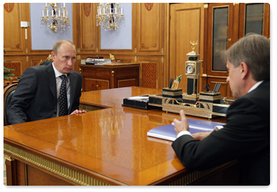 Prime Minister Vladimir Putin holds working meeting with Aeroflot CEO Vitaly Savelyev