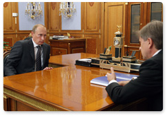 Prime Minister Vladimir Putin holds working meeting with Aeroflot CEO Vitaly Savelyev