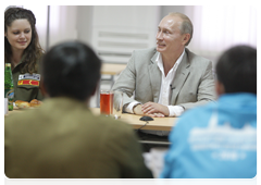 Prime Minister Vladimir Putin meeting with representatives of student construction brigades in Sochi|14 july, 2010|18:27