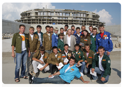 Prime Minister Vladimir Putin meeting with representatives of student construction brigades in Sochi|14 july, 2010|18:27