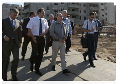 Prime Minister Vladimir Putin inspecting the construction site for a residential district for servicemen in Volgograd|15 july, 2010|20:22