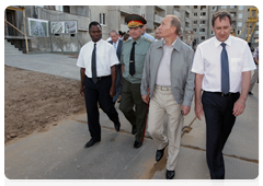 Prime Minister Vladimir Putin inspecting the construction site for a residential district for servicemen in Volgograd|15 july, 2010|20:26