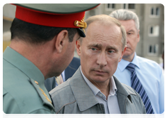 Prime Minister Vladimir Putin inspecting the construction site for a residential district for servicemen in Volgograd|15 july, 2010|20:26