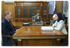 Prime Minister Vladimir Putin holds a working meeting with Minister of Economic Development Elvira Nabiullina