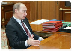 Prime Minister Vladimir Putin meeting with Andrei Kostin, chairman of the Board of Directors and a member of the Supervisory Board of Bank VTB|20 july, 2010|13:31