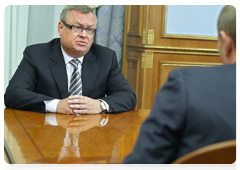 Andrei Kostin, chairman of the Board of Directors and a member of the Supervisory Board of Bank VTB, at a meeting with Prime Minister Vladimir Putin|20 july, 2010|13:31