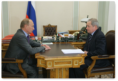 Prime Minister Vladimir Putin holds a meeting with Regional Development Minister Viktor Basargin