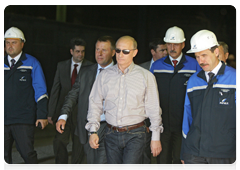 Prime Minister Vladimir Putin visiting the Chelyabinsk Metallurgical Plant where he takes part in an inauguration ceremony for a new continuous casting machine|23 july, 2010|18:43