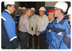 Prime Minister Vladimir Putin visiting the Chelyabinsk Metallurgical Plant where he takes part in an inauguration ceremony for a new continuous casting machine|23 july, 2010|18:43