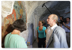 Russian Prime Minister Vladimir Putin visits Novgorod Kremlin in the Novgorod Region