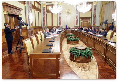 Prime Minister Vladimir Putin chairs a Government meeting