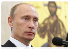 Prime Minister Vladimir Putin speaking at the consecration of the Holy Saviour’s Image Church complex in Usovo near Moscow|5 july, 2010|14:42