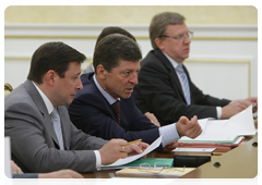 Alexander Khloponin, Dmitry Kozak and Alexei Kudrin at a meeting of the Government Presidium|5 july, 2010|16:27