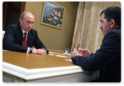 Prime Minister Vladimir Putin meets with Ingush President Yunus-Bek Yevkurov