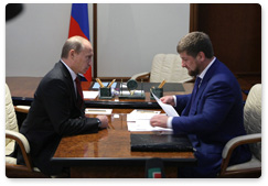 Prime Minister Vladimir Putin meets with Chechen President Ramzan Kadyrov