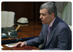 President of the Kabardino-Balkarian Republic Arsen Kanokov meeting with Prime Minister Vladimir Putin|6 july, 2010|22:40