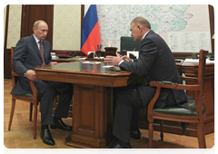 Prime Minister Vladimir Putin at his working meeting with Ryazan Region Governor Oleg Kovalyov|10 august, 2010|22:45