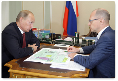 Prime Minister Vladimir Putin meets with Sergei Kiriyenko, head of Rosatom State Corporation